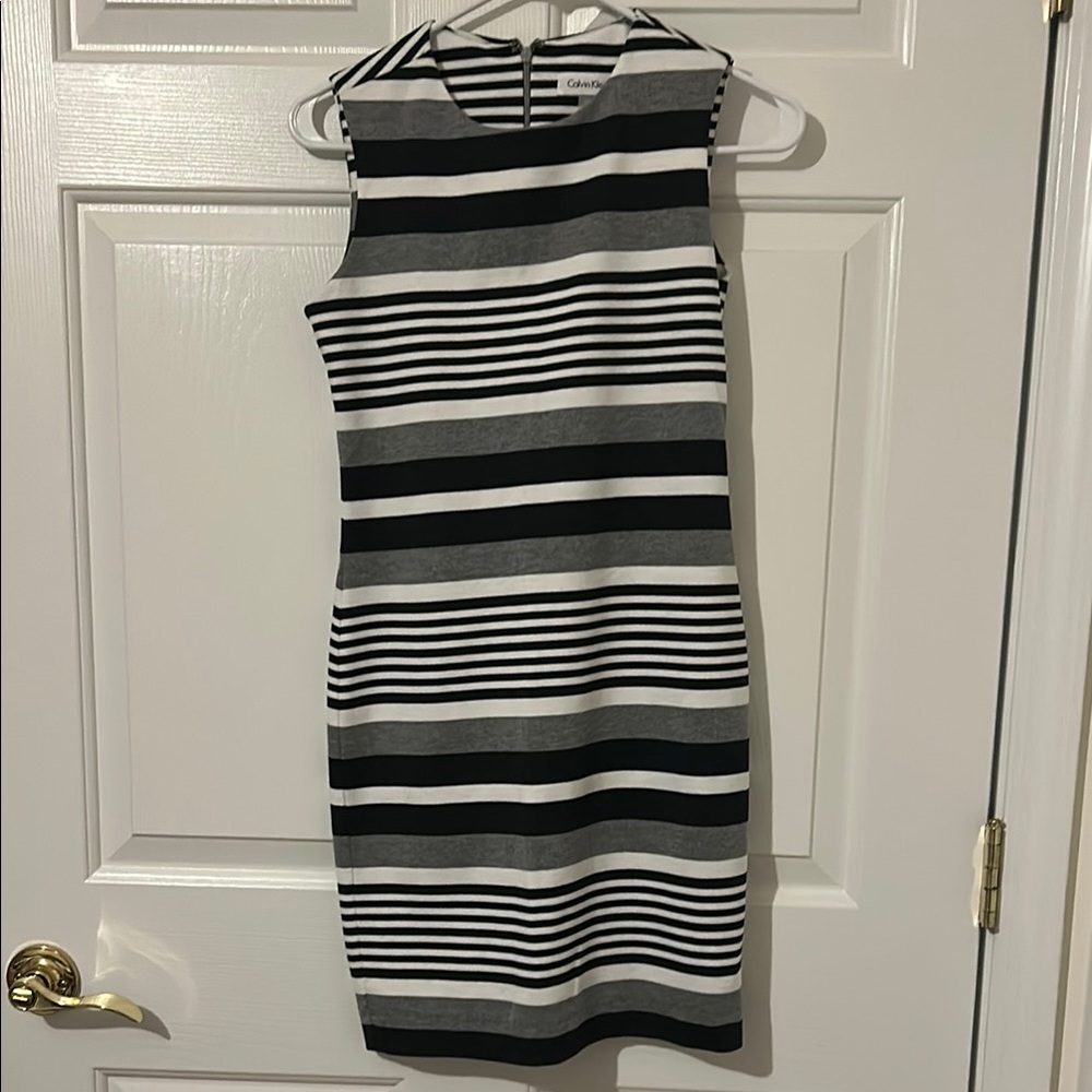 Calvin Klein Black and White Striped Dress